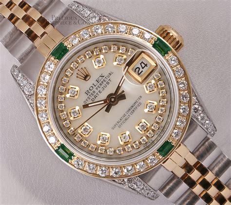 vintage two tone rolex ladies datejust diamond watch|Rolex lady Datejust 28 diamonds.